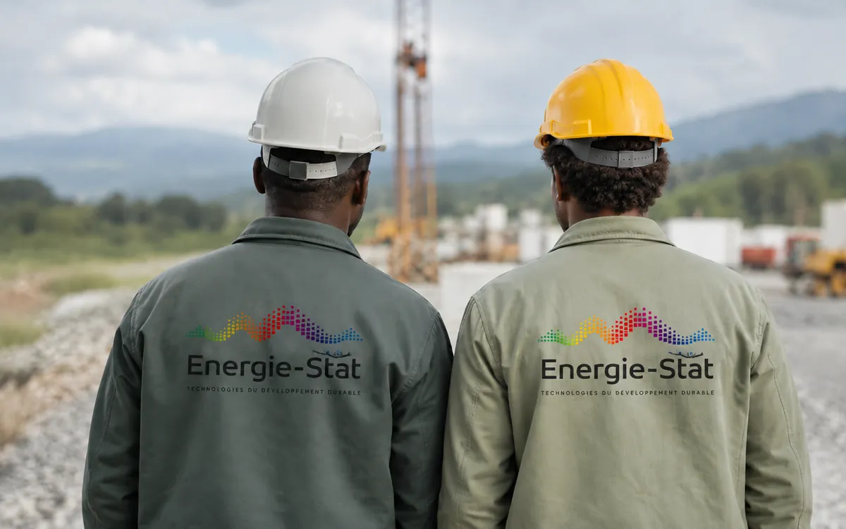 Techniciens Energie-Stat sur un chantier de forage géothermique